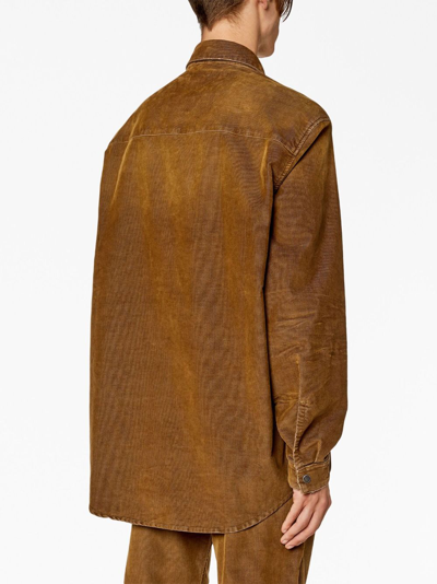 Diesel D-simply Corduroy Shirt In Brown