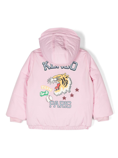 Shop Kenzo Illustration-print Padded Hooded Jacket In Pink