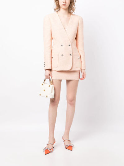 Alessandra Rich Sequin-embellished Tweed Miniskirt In Pink