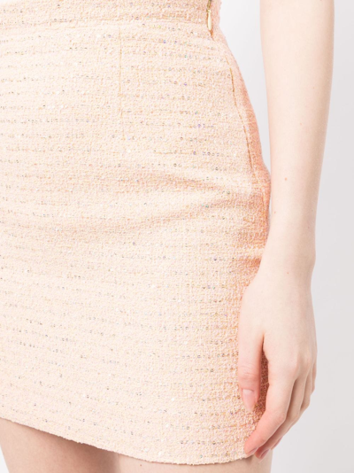 Shop Alessandra Rich Sequin-embellished Tweed Miniskirt In Pink
