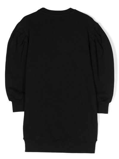 Shop Msgm Logo-embellished Sweatshirt Dress In Black