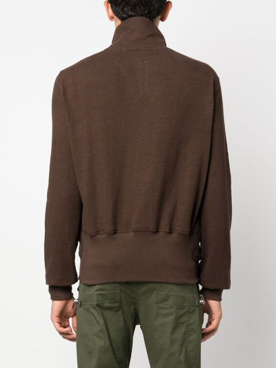 Shop Rick Owens Funnel-neck Organic Cotton Jacket In Brown