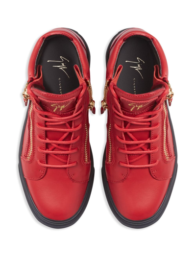 Shop Giuseppe Zanotti Kriss Leather High-top Sneakers In Red