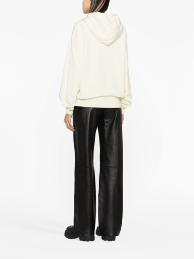 Off-white Crystal-embellished Cotton Hoodie In Neutrals