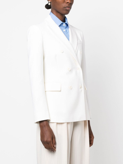 Shop P.a.r.o.s.h Giacca Double-breasted Wool-blend Blazer In White