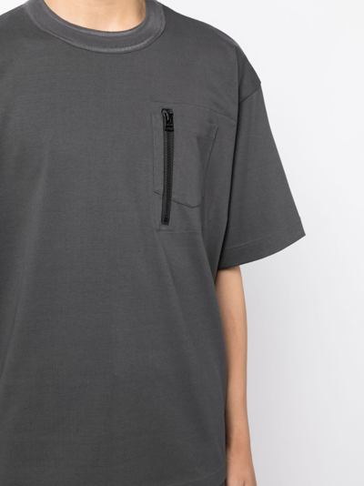 Shop Sacai Multi-pocket Cotton T-shirt In Grey