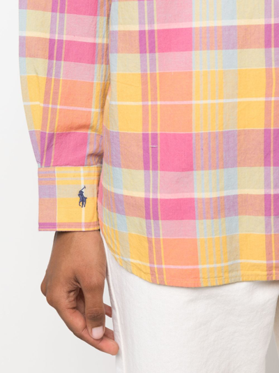 Shop Polo Ralph Lauren Polo Pony Checked Cotton Shirt In Pink