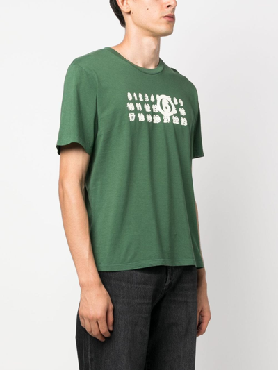 Shop Mm6 Maison Margiela Logo-print Cotton T-shirt In Green