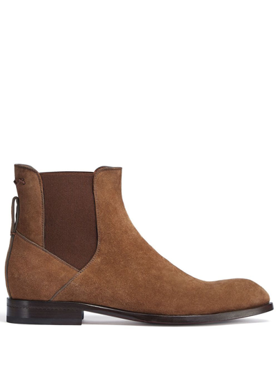 Shop Zegna Blake Suede Ankle Boots In Brown