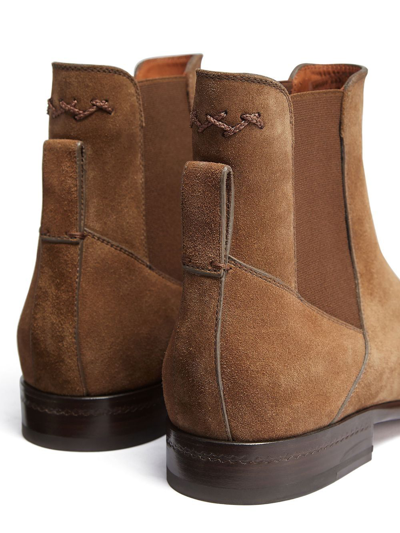 Shop Zegna Blake Suede Ankle Boots In Brown