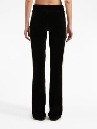 Shop Palm Angels Stripe-detail Velvet Track Pants In Black