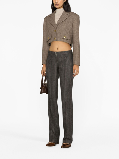 Shop Stella Mccartney Low-rise Wool Trousers In Grey