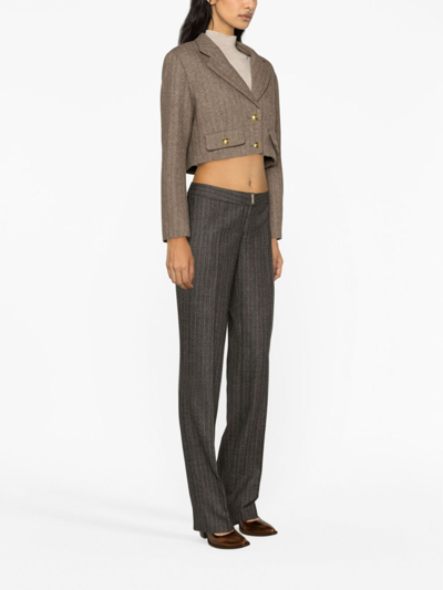 Shop Stella Mccartney Low-rise Wool Trousers In Grey