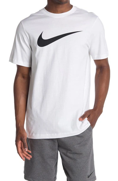 Shop Nike Icon Swoosh Cotton Graphic T-shirt In White/black