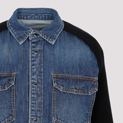 Sacai Denim X Knit Blouson Jacket In Blue | ModeSens