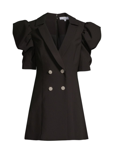 Shop Likely Women's Taya Embellished Puff-sleeve Minidress In Black