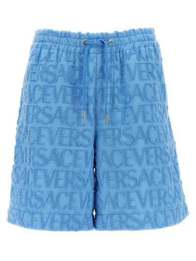 Shop Versace Bermuda ' Allover' Capsule La Vacanza In Light Blue