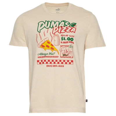 Shop Puma Mens  Pizza T-shirt In Alpine Snow/green/red