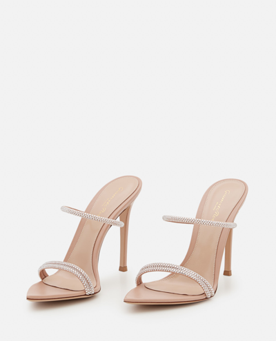 Shop Gianvito Rossi 105mm Cannes Crystal Sandals In Beige