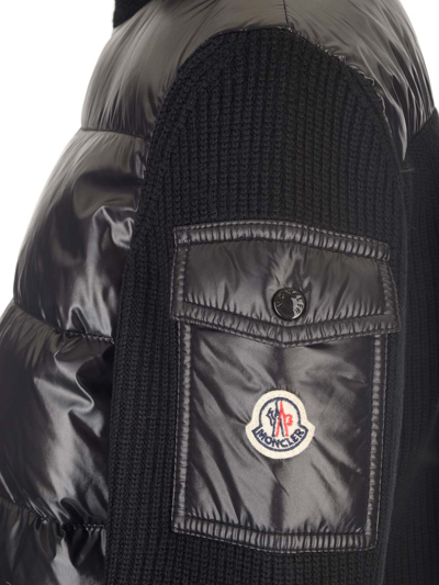 Shop Moncler Zipped Cardigan In Black