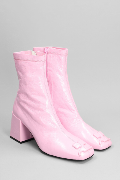 Shop Courrèges High Heels Ankle Boots In Rose-pink Polyuretan