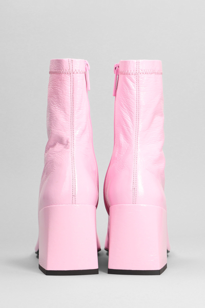 Shop Courrèges High Heels Ankle Boots In Rose-pink Polyuretan