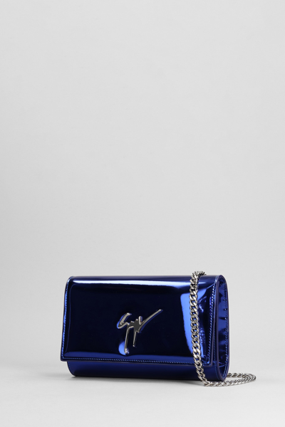 Shop Giuseppe Zanotti Cleopatra Clutch In Blue Leather
