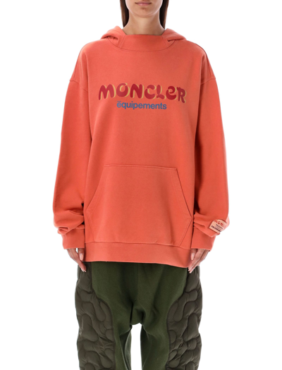 Shop Moncler Genius Logo Hoodie In Orange