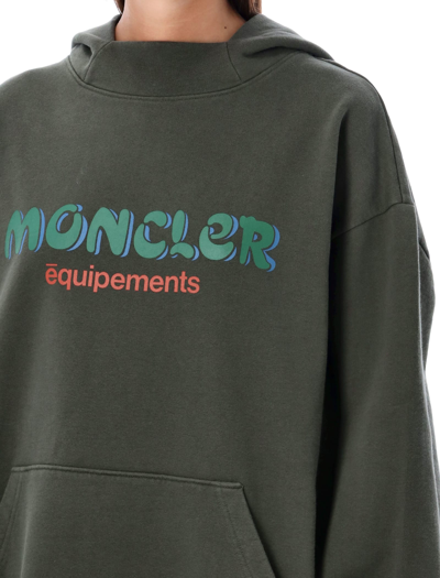 Shop Moncler Genius Logo Hoodie In Dark Green