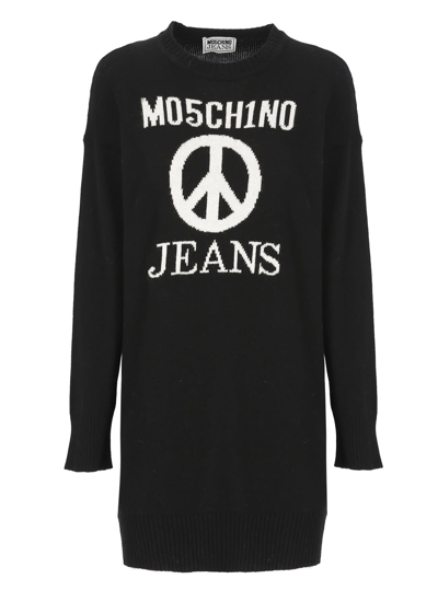 Shop M05ch1n0 Jeans Wool And Cashmere Blend Dress In Black