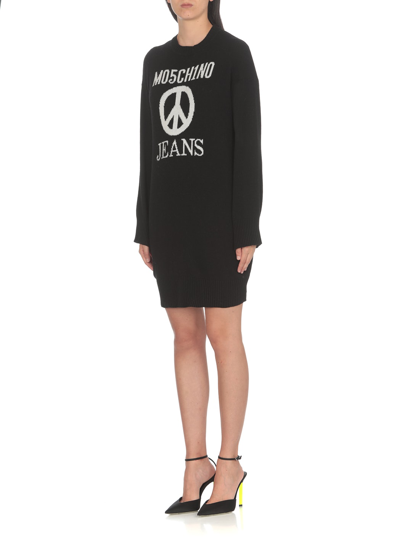 Shop M05ch1n0 Jeans Wool And Cashmere Blend Dress In Black