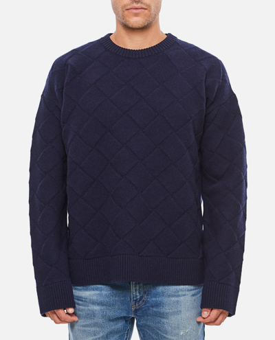 Shop Bottega Veneta 3d Knits Wool Sweater In Blue