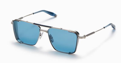 Shop Akoni Hera - Silver / Blue Sunglasses In Silver/blue