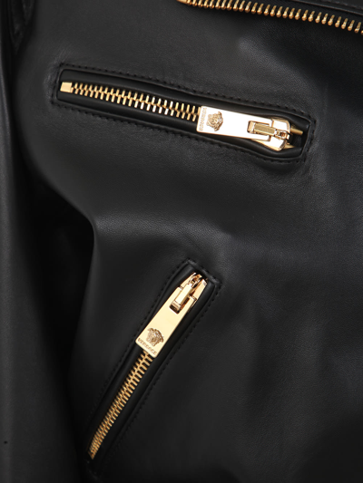 Shop Versace Jacket Leather Plonge` Leather Art. Denver T In Black