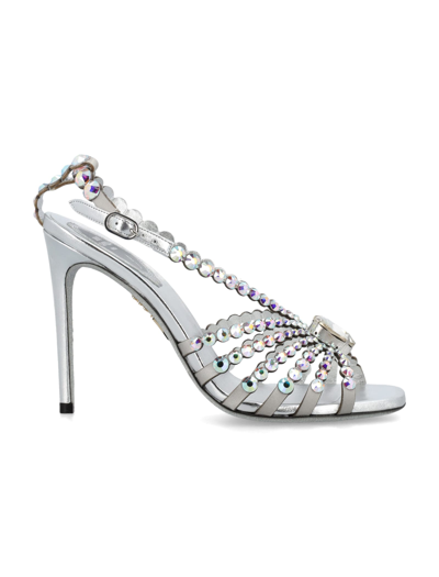 Shop René Caovilla Heart Cinderella Sandals In Silver/multicolor