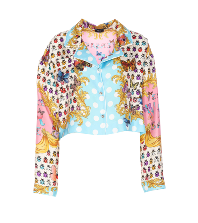 Shop Versace Butterflies Silk Shirt In Multicolor