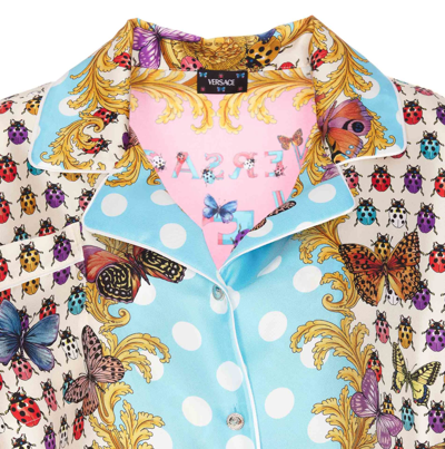Shop Versace Butterflies Silk Shirt In Multicolor