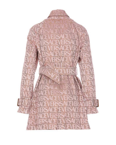 Shop Versace Allover Trench In Pink