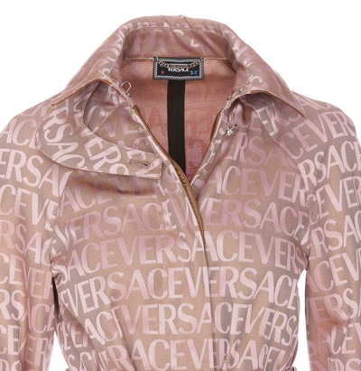 Shop Versace Allover Trench In Pink