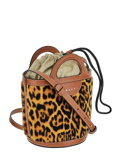 Shop Marni Leopard Bucket Bag