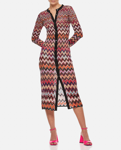Shop Missoni Buttoned Long Cardigan In Multicolour