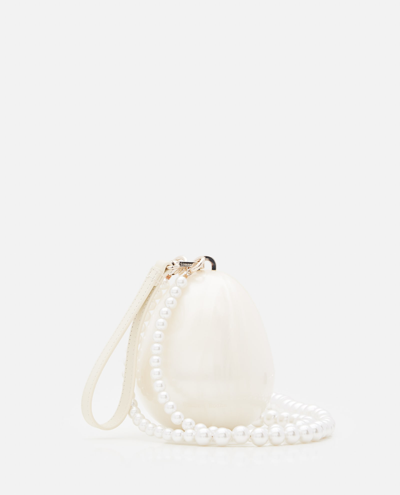 Shop Simone Rocha Pearl Micro Egg Crossbody Bag In White