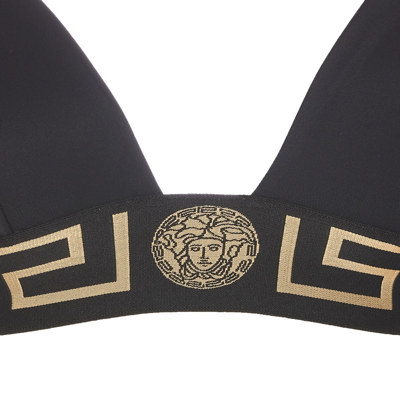 Shop Versace Greca Border Bikini Top In Black