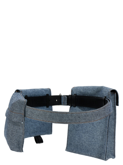 Shop Attico Pockets Denim Belt In Light Blue