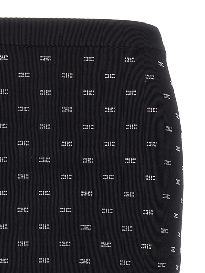 Shop Elisabetta Franchi Rhinestone Logo Skirt In Black