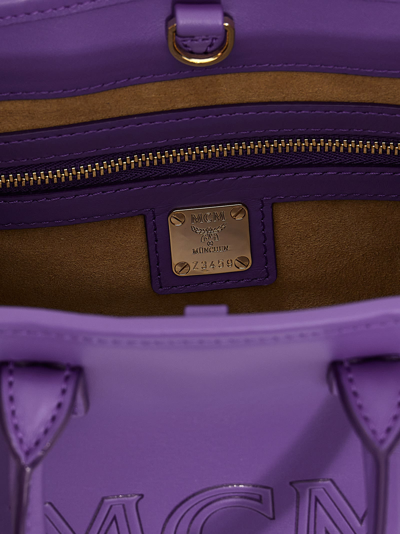Shop Mcm Munchen Mini Shopping Bag In Purple