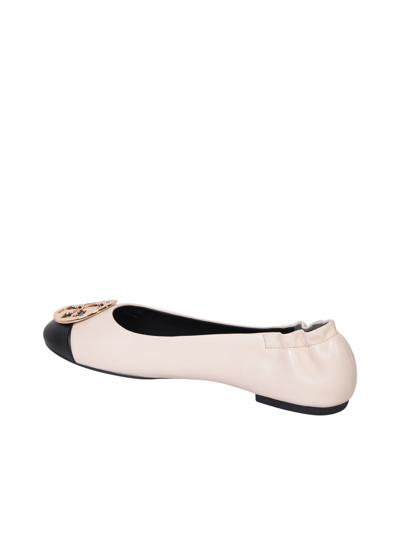 Shop Tory Burch Claire Cream/ Black Ballet Flats In White