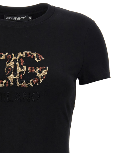 Shop Dolce & Gabbana Rhinestone Logo T-shirt In Black