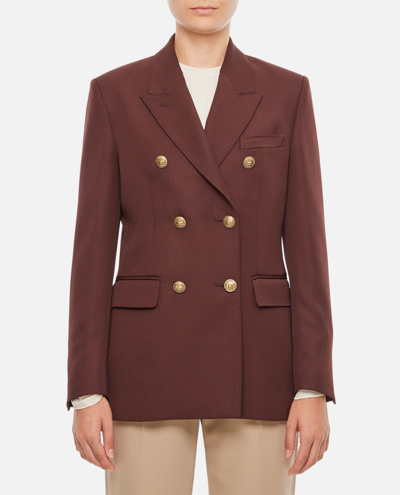 Shop Golden Goose Double-breasted Wool Blazer In Brown