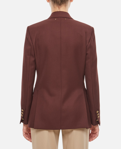 Shop Golden Goose Double-breasted Wool Blazer In Brown